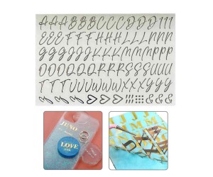 Epoksi Reçine Çıkartmalı Sticker Harf El Yazısı Gümüş 15mm Epoksi Reçine Çıkartmalı Sticker Harf El Yazısı Gümüş 15mm