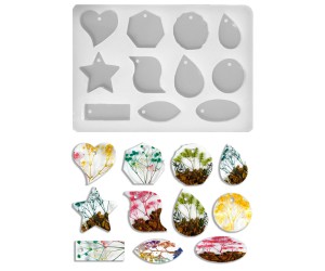 Epoksi Çoklu Kolye   Anahtarlık Silikon Kalıbı EM170