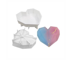 Elmas Kesim Kalp Silikon Kek Kalıbı Elmas Kesim Kalp Silikon Kek Kalıbı