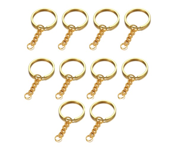 Anahtarlık Halkası Zincirli Klips Gold 10 Adet