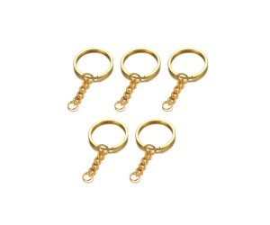 Anahtarlık Halkası Zincirli Klips Gold 5 Adet