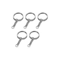 Anahtarlık Halkası Zincirli Klips Gümüş 5 Adet
