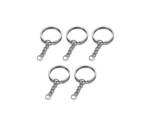 Anahtarlık Halkası Zincirli Klips Gümüş 5 Adet