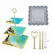 Epoksi Silikon Kek Standı Kare Dalgalı Sunumluk Kalıbı