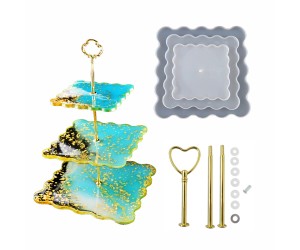 Epoksi Silikon Kek Standı Kare Dalgalı Sunumluk Kalıbı