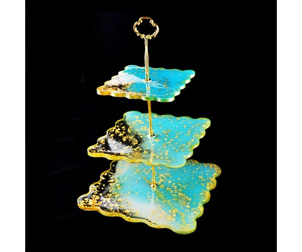 Epoksi Silikon Kek Standı Kare Dalgalı Sunumluk Kalıbı