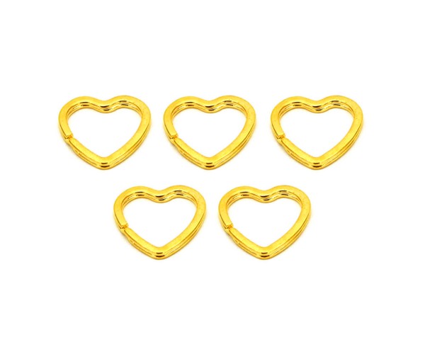 Anahtarlık Halkası Zincirsiz Kalp Gold 5 Adet
