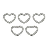 Anahtarlık Halkası Zincirsiz Kalp Gümüş 5 Adet