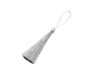 Epoksi Anahtarlık Püskül Simli Gümüş 10 Adet