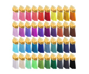 Epoksi Mini Deri Anahtarlık Küpe Püskül - Karışık 100 Adet