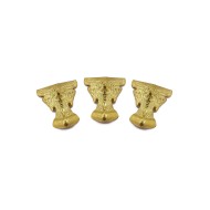 Epoksi Tepsi   Ahşap Kutu Metal Ayak Desenli Gold 3 Adet