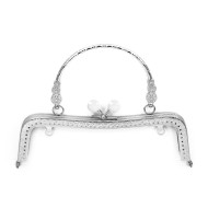 Metal Çanta Sapı Kulplu Taşlı 20cm - Gümüş