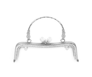 Metal Çanta Sapı Kulplu Taşlı 20cm - Gümüş