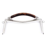 Metal Çanta Sapı Ahşap Desenli 21cm - Gümüş