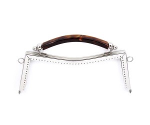 Metal Çanta Sapı Ahşap Desenli 21cm - Gümüş Metal Çanta Sapı Ahşap Desenli 21cm - Gümüş