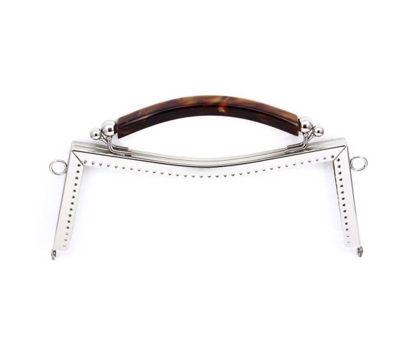 Metal Çanta Sapı Ahşap Desenli 21cm - Gümüş