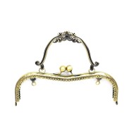 Metal Çanta Sapı Çiçek Detaylı 21cm - Antik Yeşil