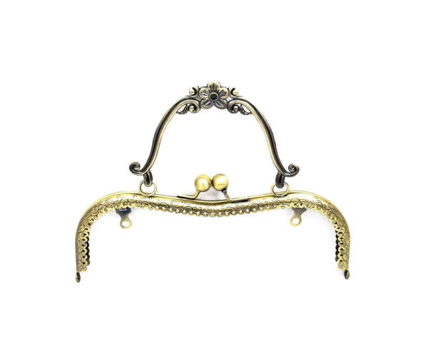 Metal Çanta Sapı Çiçek Detaylı 21cm - Antik Yeşil