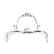 Metal Çanta Sapı Çiçek Detaylı 21cm - Gümüş