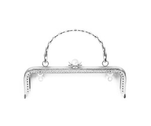 Metal Çanta Sapı İnci Detaylı 20cm - Gümüş