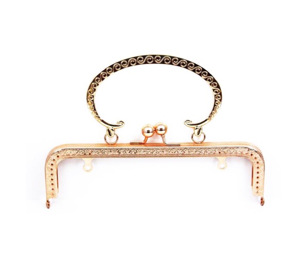 Metal Çanta Sapı Oval Kulplu 21cm - Rose