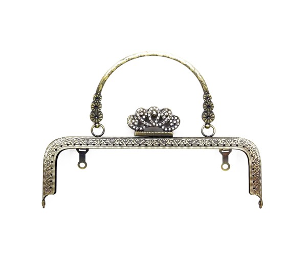 Metal Çanta Sapı Taşlı 20cm - Antik Yeşil