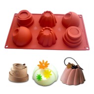 Muffin 3D Figürlü 6 lı Çörek Kek   Çikolata Silikon Kalıbı GT111