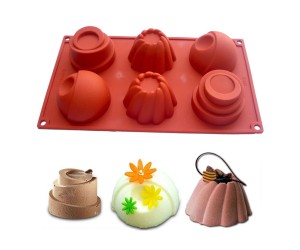 Muffin 3D Figürlü 6 lı Çörek Kek   Çikolata Silikon Kalıbı GT111