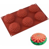 Ayçiçeği 6 lı Çörek Kek   Çikolata Silikon Kalıbı GT116