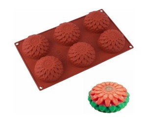 Ayçiçeği 6 lı Çörek Kek Çikolata Silikon Kalıbı GT116 Ayçiçeği 6 lı Çörek Kek Çikolata Silikon Kalıbı GT116