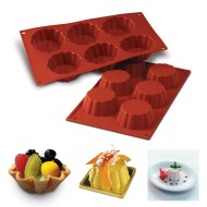 Dalgalı 6 lı Çörek Kek   Çikolata Silikon Kalıbı GT117