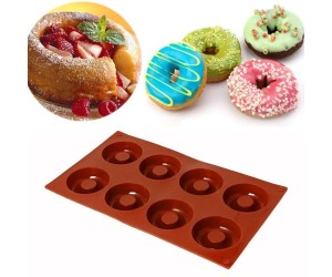 Donut 8 li Çörek Bisküvi Çikolata kek Silikon Kalıbı GT108 Donut 8 li Çörek Bisküvi Çikolata kek Silikon Kalıbı GT108