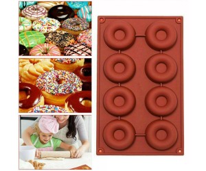 Donut 8 li Çörek Bisküvi Çikolata   kek Silikon Kalıbı GT108