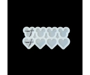 Epoksi Çoklu Mickey Mouse Kalp Silikon Kalıbı EM30 Epoksi Çoklu Mickey Mouse Kalp Silikon Kalıbı EM30