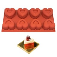 Kalp 8 li Dolgulu Pasta Kek   Çikolata Silikon Kalıbı GT124