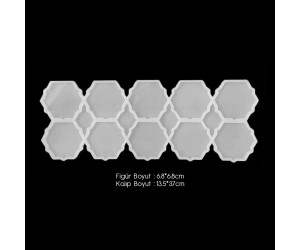 Epoksi Altıgen Çoklu Desenli Magnet Silikon Kalıbı EM120 Epoksi Altıgen Çoklu Desenli Magnet Silikon Kalıbı EM120