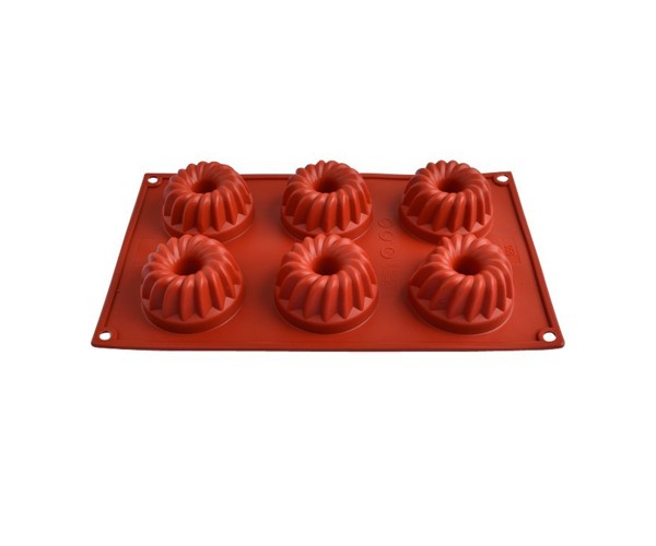 Muffin 6 lı Delikli Çörek Kek   Çikolata Silikon Kalıbı GT110