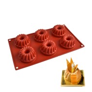 Muffin 6 lı Delikli Çörek Kek   Çikolata Silikon Kalıbı GT110