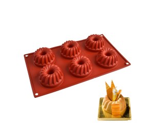 Muffin 6 lı Delikli Çörek Kek   Çikolata Silikon Kalıbı GT110