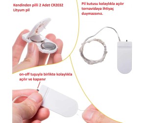 Epoksi Peri Led Tel Şerit Led Dekoratif Aydınlatma Saat Pilli Beyaz 2 Metre Epoksi Peri Led Tel Şerit Led Dekoratif Aydınlatma Saat Pilli Beyaz 2 Metre