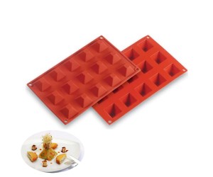 Piramit 15 li Pasta Kek   Çikolata Silikon Kalıbı GT126