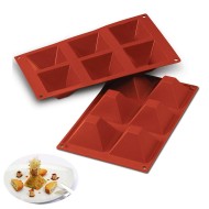 Piramit 6 lı Pasta Kek   Çikolata Silikon Kalıbı GT125