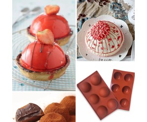 Yarım Küre 6 lı Pasta Kek Çikolata Silikon Kalıbı GT127 Yarım Küre 6 lı Pasta Kek Çikolata Silikon Kalıbı GT127