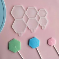 Çoklu Altıgen Lolipop Şekerleme Çikolata   Pasta Silikon Kalıbı GT1495