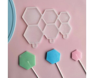 Çoklu Altıgen Lolipop Şekerleme Çikolata   Pasta Silikon Kalıbı GT1495