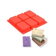 Dikdörtgen 6 lı Pasta Kek   Sabun Silikon Kalıbı GT363