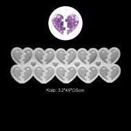 Epoksi Çoklu Sevgili Ayrı Kalp Silikon Kalıbı EM204