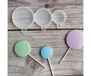 Üçlü Daire Lolipop Şekerleme Çikolata   Pasta Silikon Kalıbı GT1494