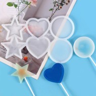 Yıldız Kalp Daire Lolipop Şekerleme Çikolata   Pasta Silikon Kalıbı GT1499