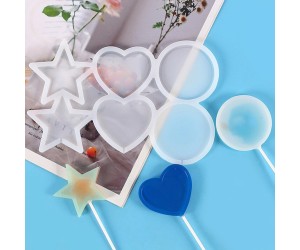 Yıldız Kalp Daire Lolipop Şekerleme Çikolata   Pasta Silikon Kalıbı GT1499